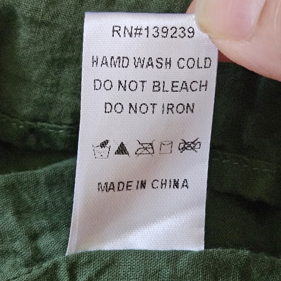 Pomander Place Dress sz M Ceci Smocked Long Sleeve Green Tiered Cotton Mini Boho - Picture 16 of 16